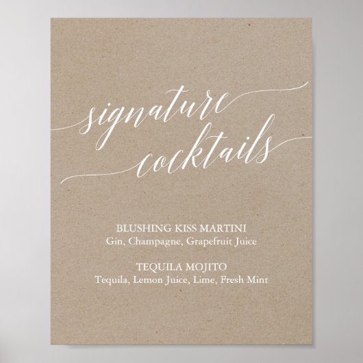 Kraft書エレガント道シグネチャーカクテルサイン ポスター (正面)