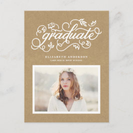 Kraft書フェイク道素朴写真卒業 案内ポストカード