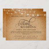 Kraft紙とライト、オンライン仮想結婚マシン 招待状 (正面/裏面)