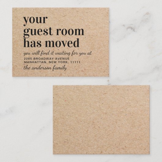 Kraft紙モダン新しいアドレスの移動告知 エンクロージャーカード (正面/裏面)