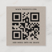 Kraft紙ロゴの追加QRコードソーシャルメディア スクエア名刺 (裏面)