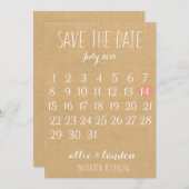 Kraft紙日付カレンダーの保存 セーブザデート (正面/裏面)