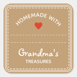 Kraft紙茶色のJARラベル空白のテキストボックスハート スクエアシール