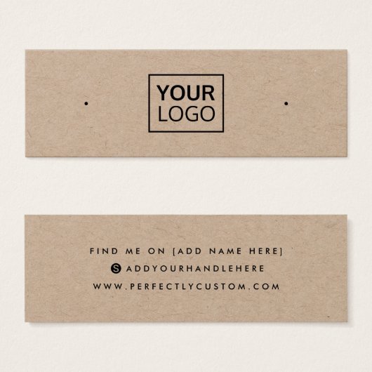 Kraft紙追加ロゴのスタッドイヤリングディスプレイカード (正面&裏面)