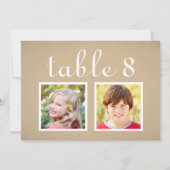 Kraft素朴の結婚フォトテーブル番号 招待状 (正面)