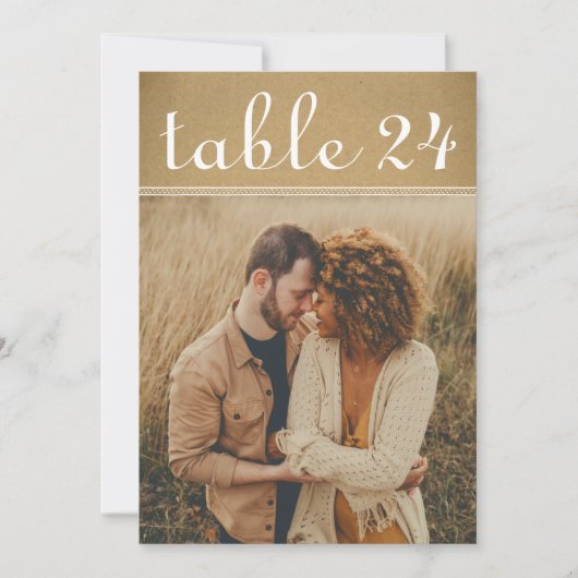 Kraft素朴の結婚フォトテーブル番号 招待状 (正面)