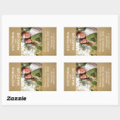 Kraft素朴の結婚モノグラム写真ワインのお勧め 長方形シール (シート)