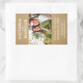 Kraft素朴の結婚モノグラム写真ワインのお勧め 長方形シール (バッグ)