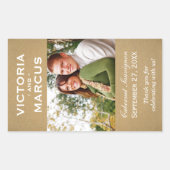 Kraft素朴の結婚モノグラム写真ワインのお勧め 長方形シール (正面)