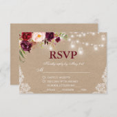 Kraft素朴のJar Lights LaceフローラRSVP 出欠カード (正面/裏面)