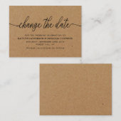 Kraft素朴シンプルスクリプト日付の変更 エンクロージャーカード (正面/裏面)