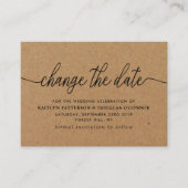 Kraft素朴シンプルスクリプト日付の変更 エンクロージャーカード (正面)