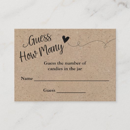 Kraft素朴スクリプトはゲームカードの数を推測 名刺 (正面)