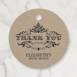 Kraft素朴ヴィンテージフレームブライダルシャワーありがとう フェイバータグ