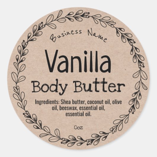 Kraft素朴手作り製品ラベル ラウンドシール (正面)