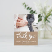 Kraft素朴紙ありがとうスクリプトカップルの写真 ポストカード (スタンド正面)