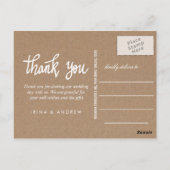 Kraft素朴紙ありがとうスクリプトカップルの写真 ポストカード (裏面)