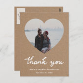 Kraft素朴紙ありがとうスクリプトハート写真 ポストカード (正面/裏面)