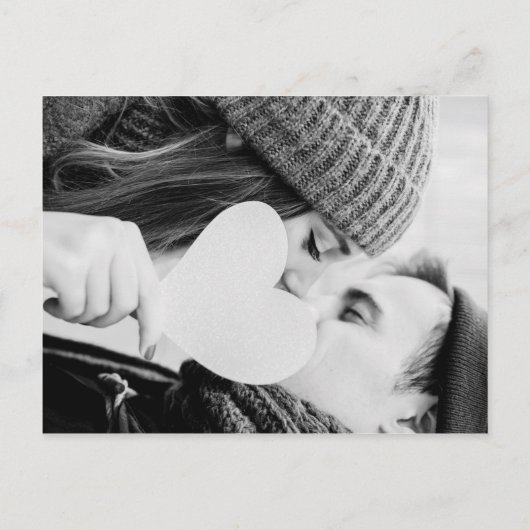 Kraft素朴署名スクリプト写真結婚の インビテーションポストカード (裏面)