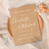 Kraft素朴署名結婚式の日付カードを保存 ポストカード