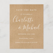 Kraft素朴署名結婚式の日付カードを保存 ポストカード (正面)