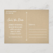 Kraft素朴 and Laceの結婚写真日付を保存 案内ポストカード (裏面)