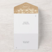 Kraft素朴 StringライトQRコード結婚s オールインワン招待状 (外側)