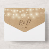 Kraft素朴 StringライトQRコード結婚s オールインワン招待状 (裏面)