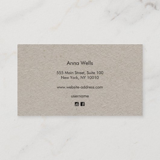 Kraft署名スクリプトタイポグラフィ名刺 名刺 (裏面)