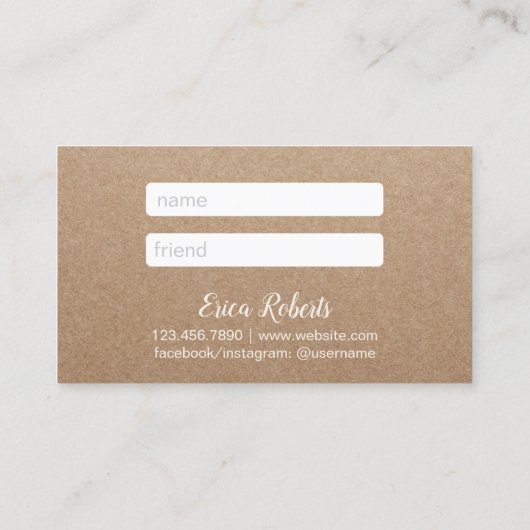 Kraft金ゴールド素朴スクリプトホワイトレース紹介 紹介カード (裏面)