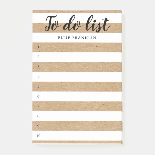 Kraft パーソナライズされた Toストライプの Doリスト ポストイット (正面)