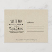 Kraft モダン Monogram日素朴付を保存 案内ポストカード (裏面)