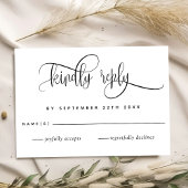 Kraft, モダンScript Wedding RSVPカード
