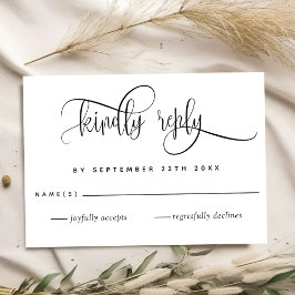 Kraft, モダンScript Wedding RSVPカード