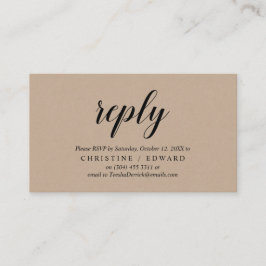 Kraft、素朴ブラックスクリプト、RSVP応答 エンクロージャーカード