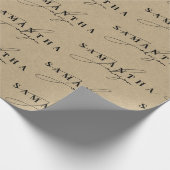 Kraft 素朴 Brown署名スクリプト ラッピングペーパー (角)