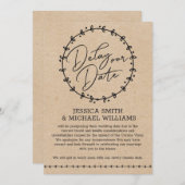 Kraft 素朴 Corona Virusフェイクが日付カードを遅延 招待状 (正面/裏面)