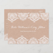 Kraft & 素朴Lace RSVPはがきカード招待状 インビテーションポストカード (正面/裏面)