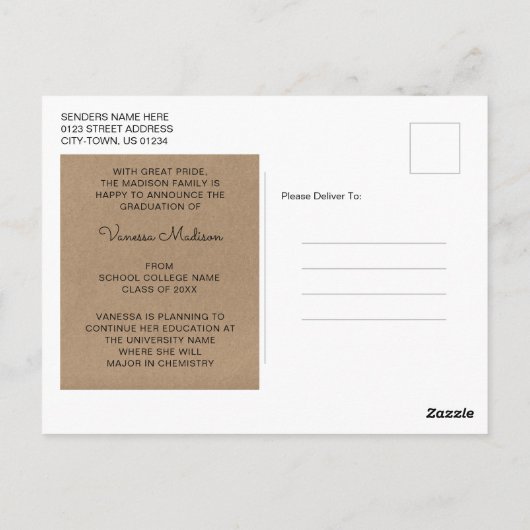 Kraft 1モダン写真ミニマルグラード発表 ポストカード (裏面)