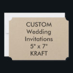 KRAFT 7" x 5インチチケット結婚式招待状 招待状<br><div class="desc">KRAFT 7" x 5"チケットシェイプ結婚式招待状美しく滑らかな質感の仕上がりアーストーン紙。エコフレンドリー、クラフトは100%再生可能エネルギーを持つ家族経営の工場で作られる。30%の再生資材（リサイクル）。米国製100lbカード、14ポイント厚さカード。</div>