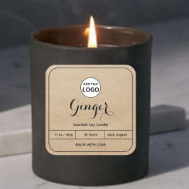 Kraft Add Your Logo Black 縁ど Candle Label（黒キャンドルラベ スクエアシール