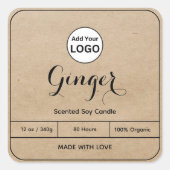 Kraft Add Your Logo Black 縁ど Candle Label(黒キャンドルラベ スクエアシール (正面)