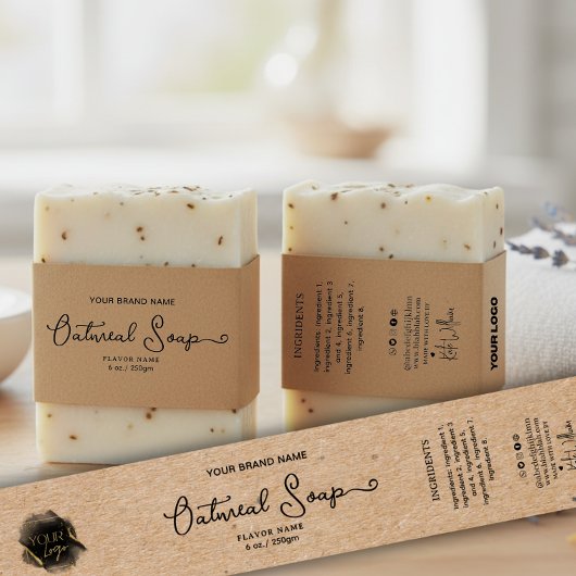 Kraft Add your logo Homemade Soap belly band label 招待状ベリーバンド