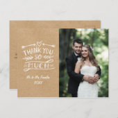 Kraft Boho素朴さんの結婚写真ありがとうポストカード ポストカード (正面/裏面)