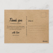 Kraft Boho素朴さんの結婚写真ありがとうポストカード ポストカード (裏面)