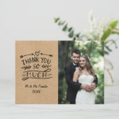 Kraft Boho結婚さんの写真ありがとうござ素朴う サンキューカード (スタンド正面)