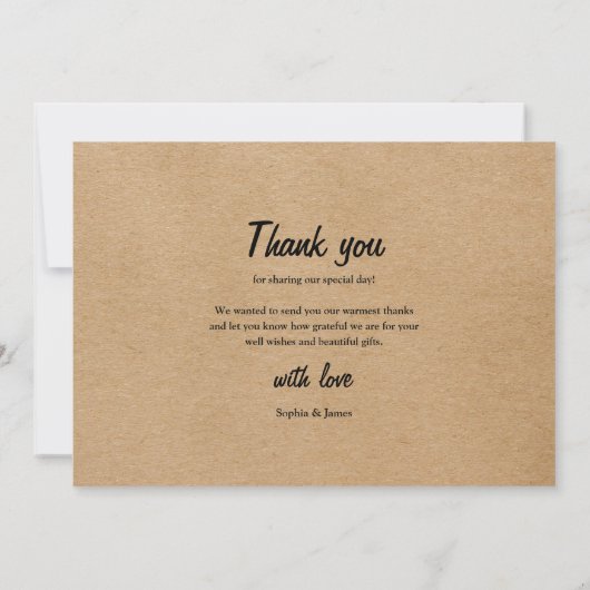 Kraft Boho結婚さんの写真ありがとうござ素朴う サンキューカード (裏面)