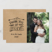 Kraft Boho結婚さんの写真ありがとうござ素朴う サンキューカード (正面/裏面)