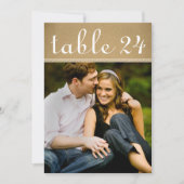 Kraft Brown素朴の写結婚真テーブル番号 招待状 (正面)
