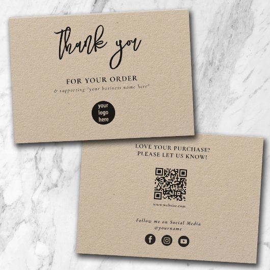 Kraft Business Thank You Logo素朴 Social Media サンキューカード